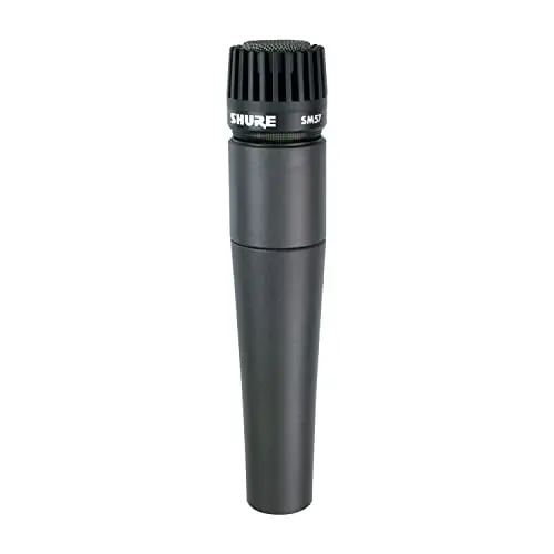 Shure SM57 dynamic microphone with black finish and XLR connector