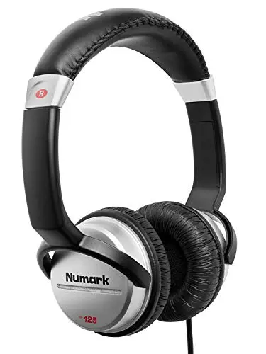 Numark HF125 professional DJ headphones in silver