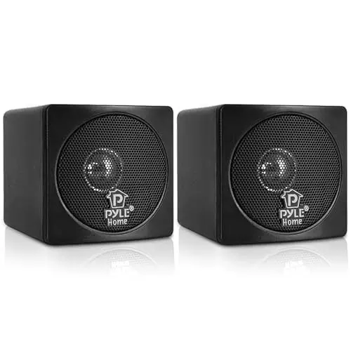 Pyle Home mini cube bookshelf speakers in black