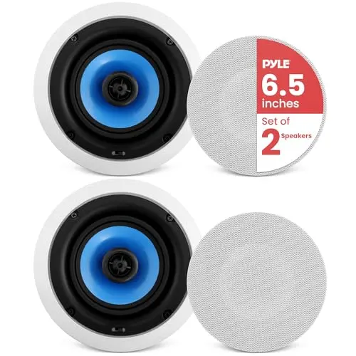 Pyle 6.5-inch in-ceiling speakers with white grilles