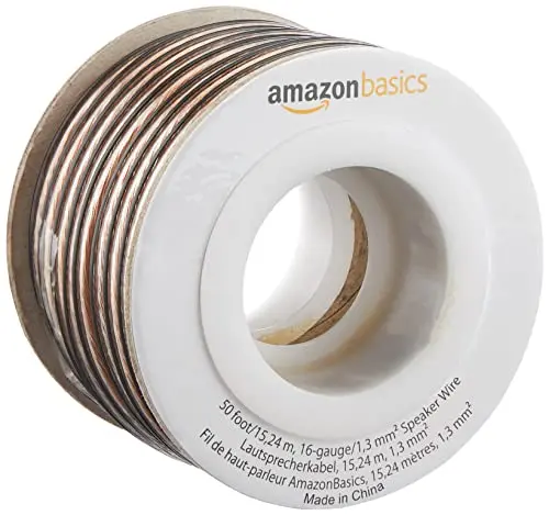 Amazon Basics transparent speaker wire on spool