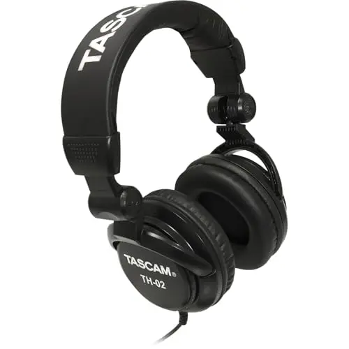 TASCAM TH-02 black foldable over-ear headphones