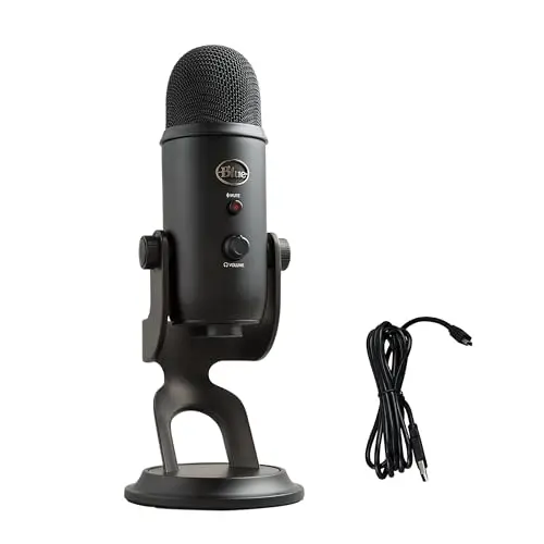 Logitech Blue Yeti USB microphone in blackout finish with studio controls