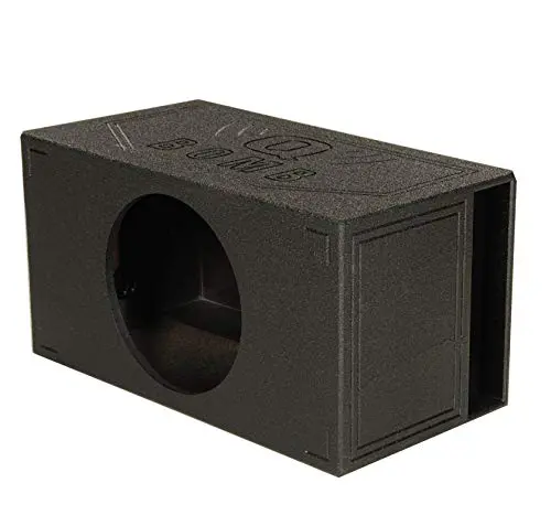 Q Power Q Bomb series 15-inch single vented subwoofer enclosure with black bed liner finish
