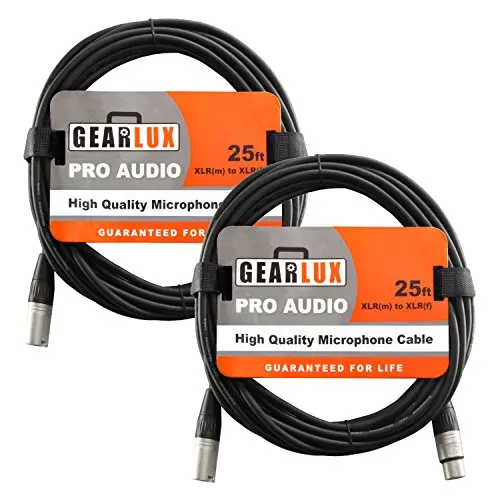 Gearlux 2-pack 25-foot XLR microphone cables