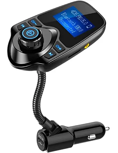Nulaxy KM18 car Bluetooth FM transmitter with LCD display and gooseneck