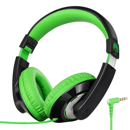 ROCKPAPA kids headphones in black and green