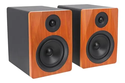 Rockville APM5C studio monitor speakers in wood finish
