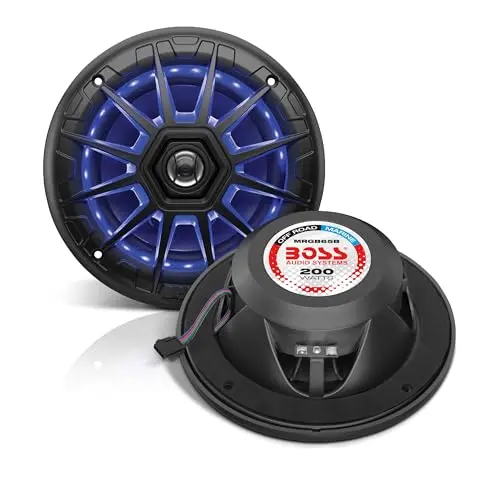 BOSS Audio MRGB65B marine speakers with multicolor LED lights