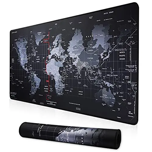 Cmhoo XXL gaming desk mat with map design on a desk