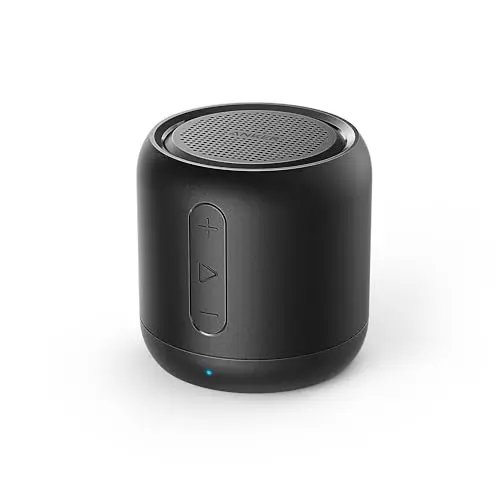 Anker Soundcore Mini Bluetooth speaker on a office shelf