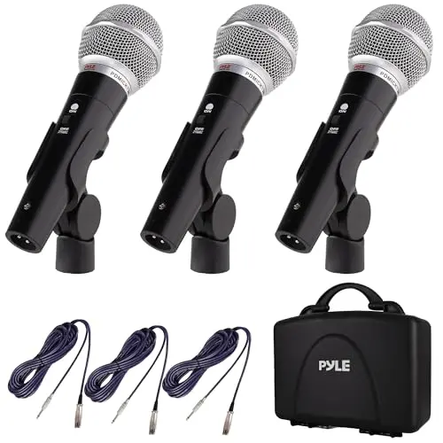 Pyle 3-piece microphone kit with carrying case, includes mics for guitar amplifiers