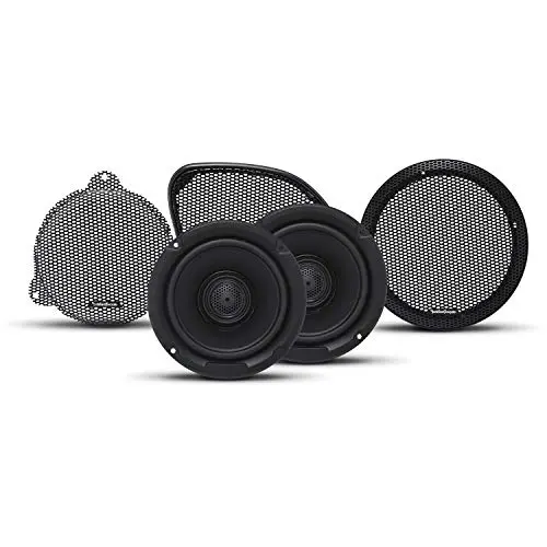 Rockford Fosgate TMS65 motorcycle speakers installed on Harley fairing