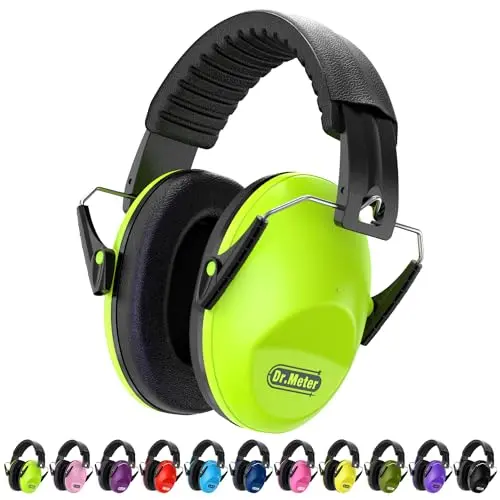 Dr.meter green noise cancelling earmuffs for kids with adjustable headband