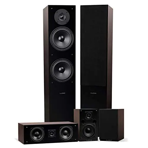 Fluance Elite 5.0 speaker system in natural walnut finish