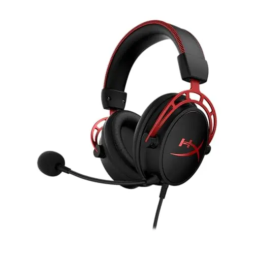 HyperX Cloud Alpha gaming headset in red with detachable boom microphone