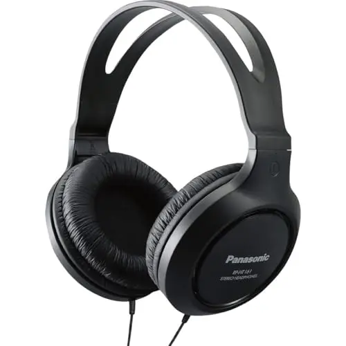 Panasonic over-ear wired headphones in black with long cord