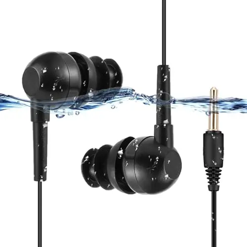 AGPTEK wired waterproof earphones with coiled cable and eartips