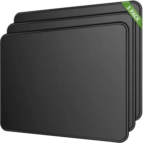 MROCO black mouse pad with stitched edges and non-slip rubber base