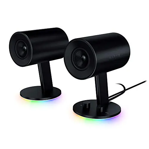 Razer Nommo Chroma black gaming speakers with RGB lighting