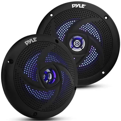 Pyle black marine speaker with blue LED illumination
