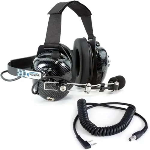Rugged Radios behind-the-head headset with adaptor cable for radios