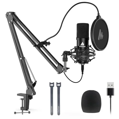MAONO AU-A04 USB condenser microphone with boom arm and pop filter
