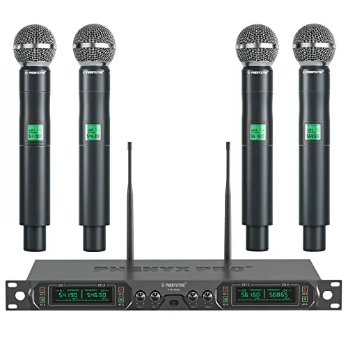 Phenyx Pro 4-channel UHF wireless microphone system with handheld mics
