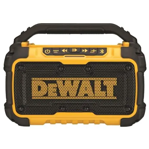 DEWALT jobsite Bluetooth speaker with phone holder