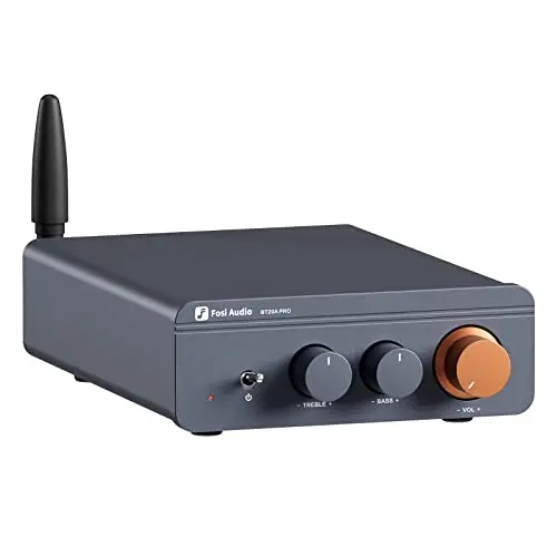 Fosi Audio BT20A Pro mini amplifier with Bluetooth antenna