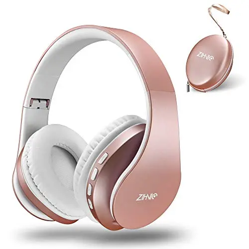 ZIHNIC over-ear headphones in rose gold foldable design