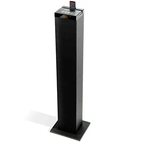 GOgroove Bluetooth tower speaker in black with floor-standing design