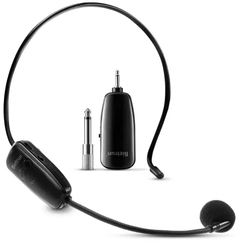 Bietrun wireless microphone headset system with transmitter and receiver