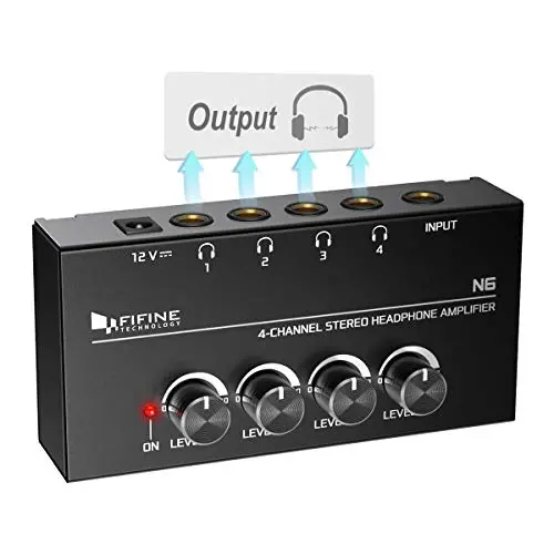 Fifine 4-channel headphone amplifier with individual volume controls