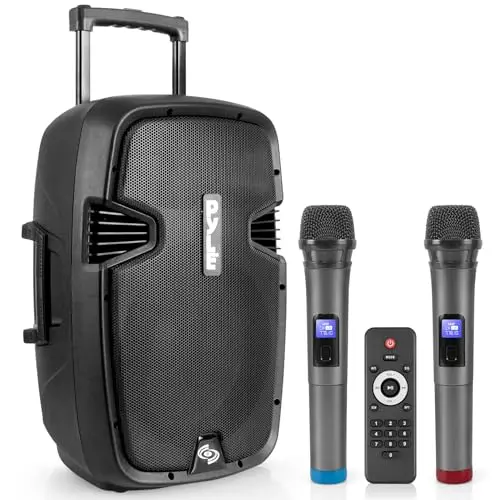 Pyle portable PA speaker system with wheels and digital display