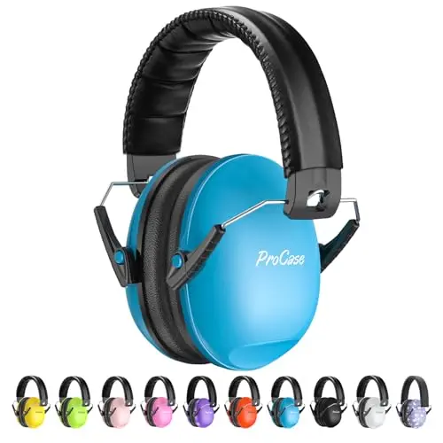 ProCase blue noise reduction earmuffs for toddlers and kids
