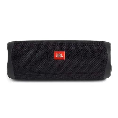 JBL FLIP 5 waterproof Bluetooth speaker on a desk