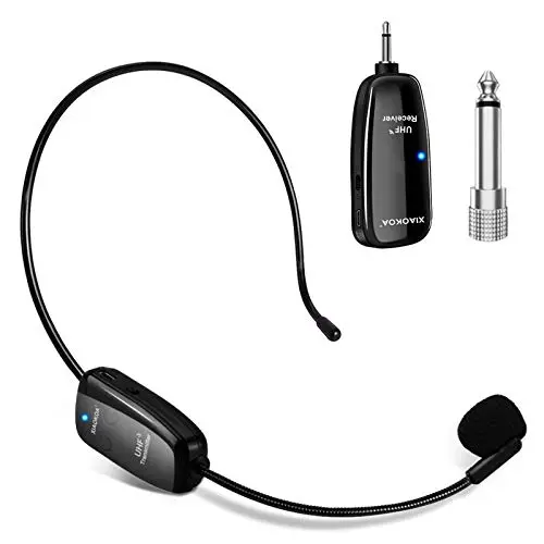 XIAOKOA UHF wireless headset microphone with charging cable