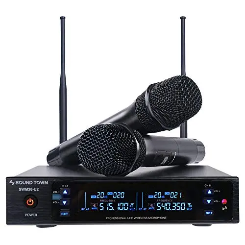 Sound Town UHF wireless microphone system with two handheld mics