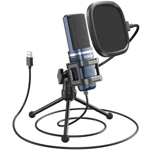 TONOR TC-777 USB cardioid condenser microphone with tripod stand