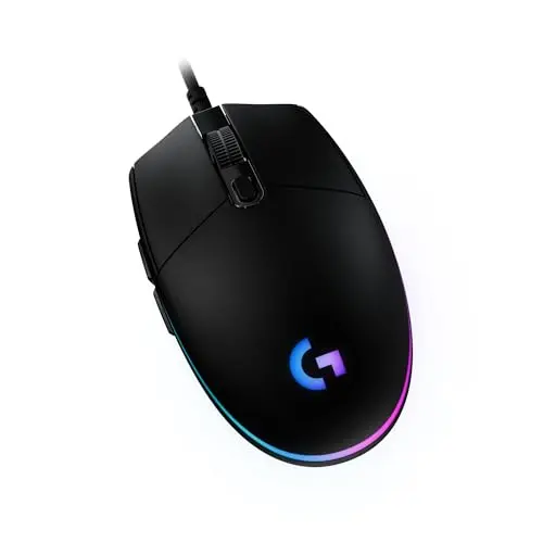 Logitech G203 gaming mouse with RGB lighting in black