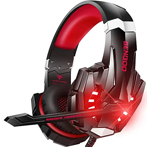 BENGOO Stereo Pro gaming headset in red with LED lights