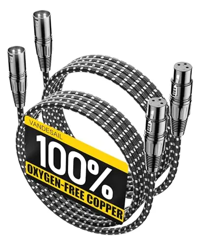 VANDESAIL nylon braided XLR microphone cables 2-pack