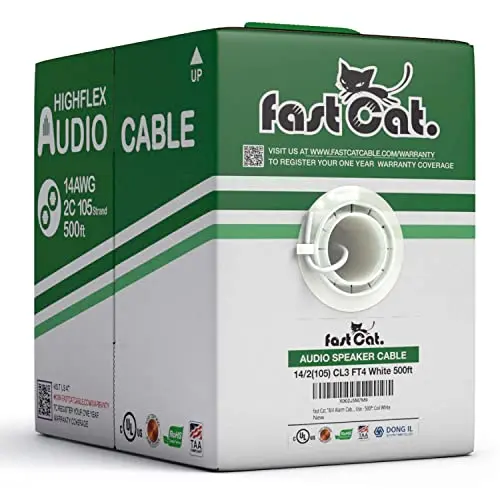 fast Cat. 14-gauge UL listed speaker wire bulk spool