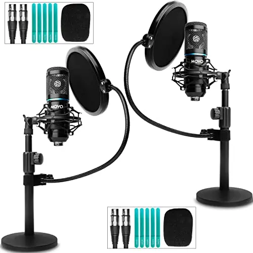 Movo PodPak2T dual XLR condenser microphone podcast bundle