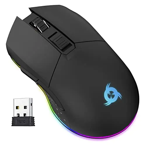 KLIM Blaze wireless gaming mouse in pink with RGB lighting and anti-slip sides