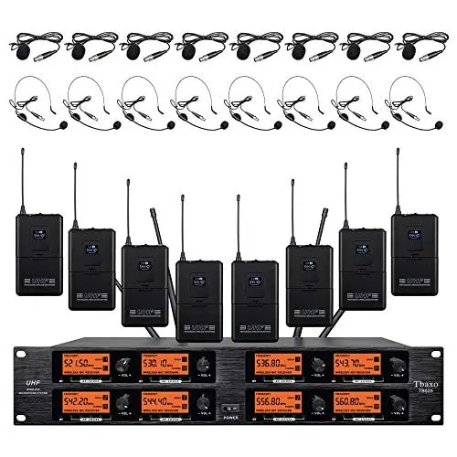 WENWEN 8-channel wireless microphone system with multiple headsets