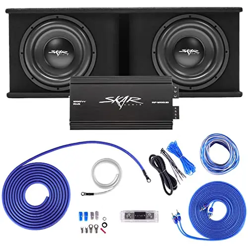 Skar Audio Dual 12-inch subwoofer enclosure with amplifier and wiring kit