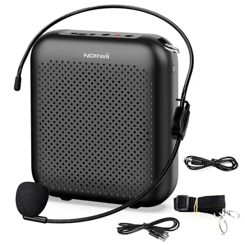 Norwii portable voice amplifier with wired headset microphone