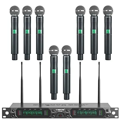 Phenyx Pro 8-channel wireless microphone system with metal handheld mics